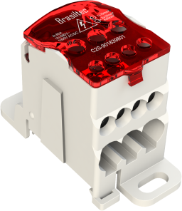 Bloco de Distribuicao Vermelho 7 Furos 80A