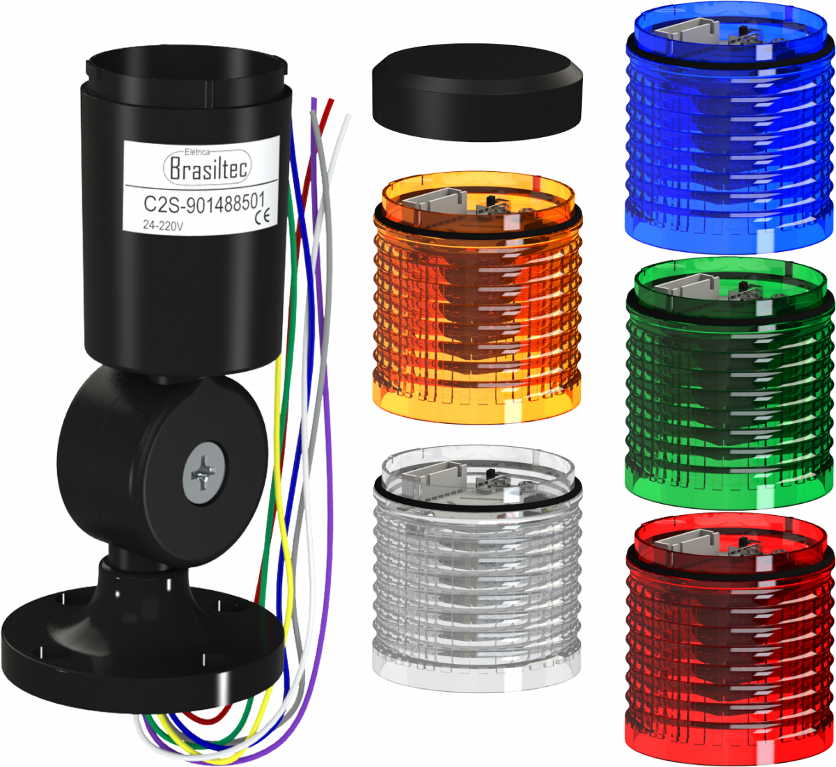 Torre Luminosa Modular (Com/Sem Som - Configurável / Com/Sem Pisca - Configurável) | Brasiltec 📦